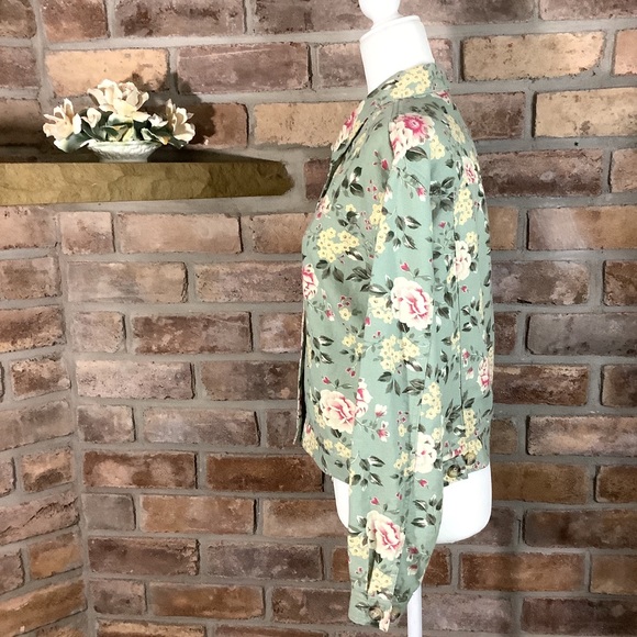 TALBOTS Floral Linen Jacket 6 - Picture 2 of 10